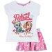 Tricou si fusta Patrula Catelusilor alb, roz